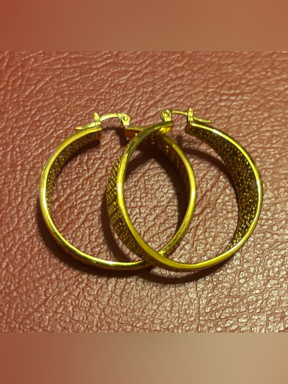 ✨Textured Gold-Plated Hoop Earrings with Small Embeded Crystals
